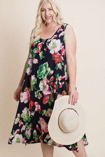 Plus Size Bulgari Printed Asymmetrical Dress