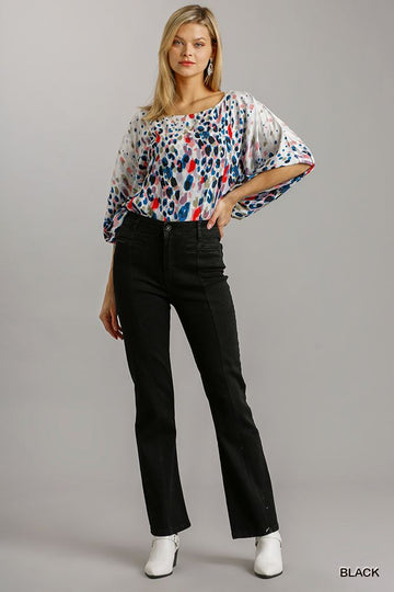 Panel Straight Cut Denim Jeans
