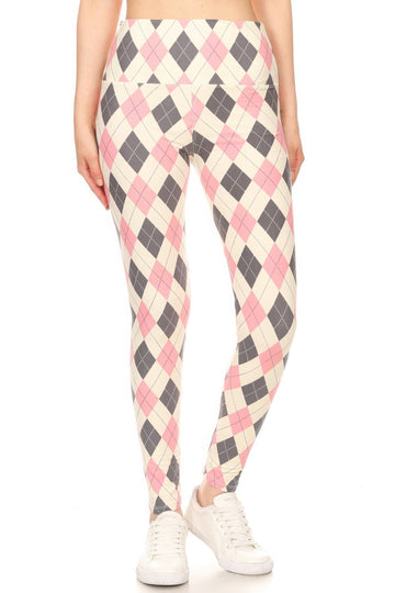 Argyle Print Legging With High Waist