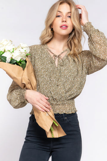 Olive Chiffon Blouse