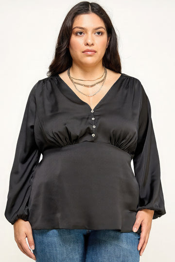 Plus Size Satin Blouse