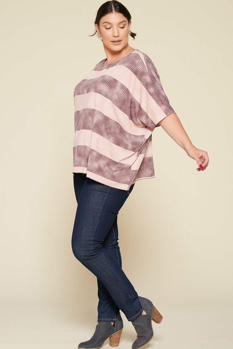 Mauve Striped Pleated Blouse