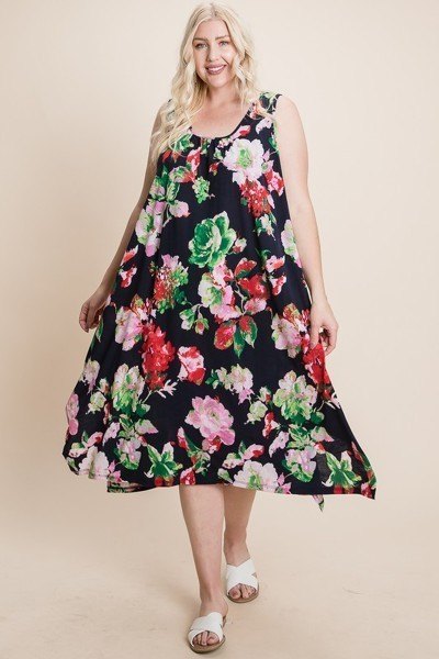 Plus Size Bulgari Printed Asymmetrical Dress