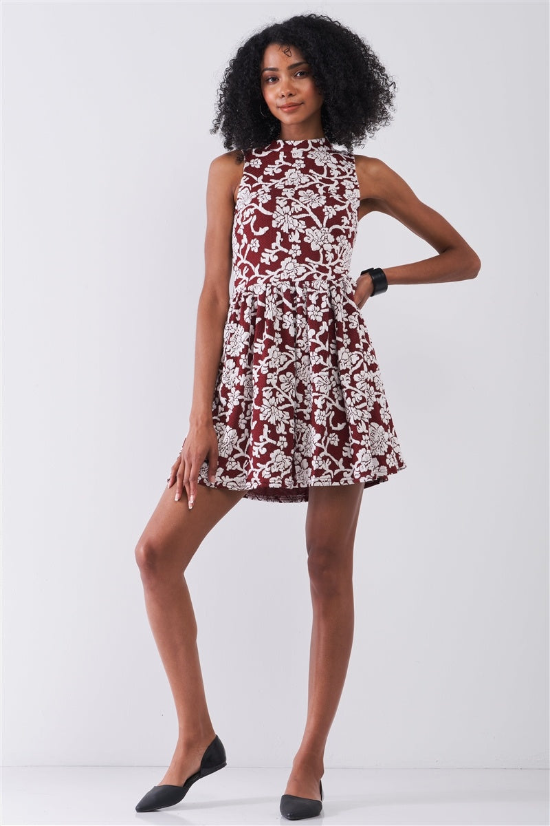 Floral Crew Neck Mini Dress