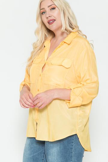 Plus Size Satin Shirt