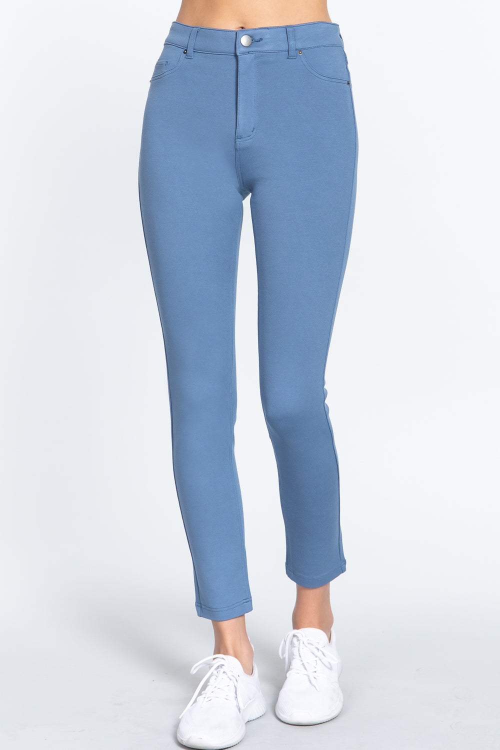 5-pockets Mid-rise Ponte Pants
