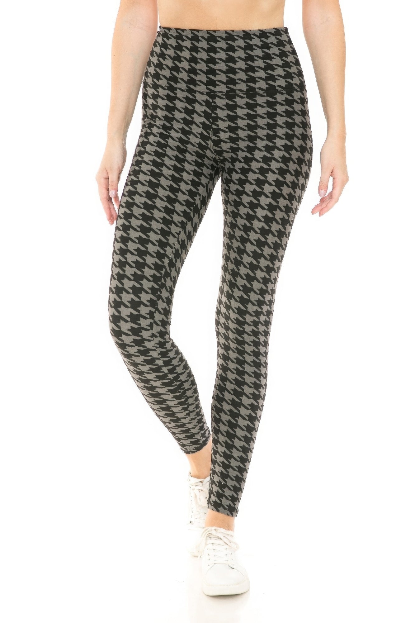 Houndstooth Print High Waist Leggings
