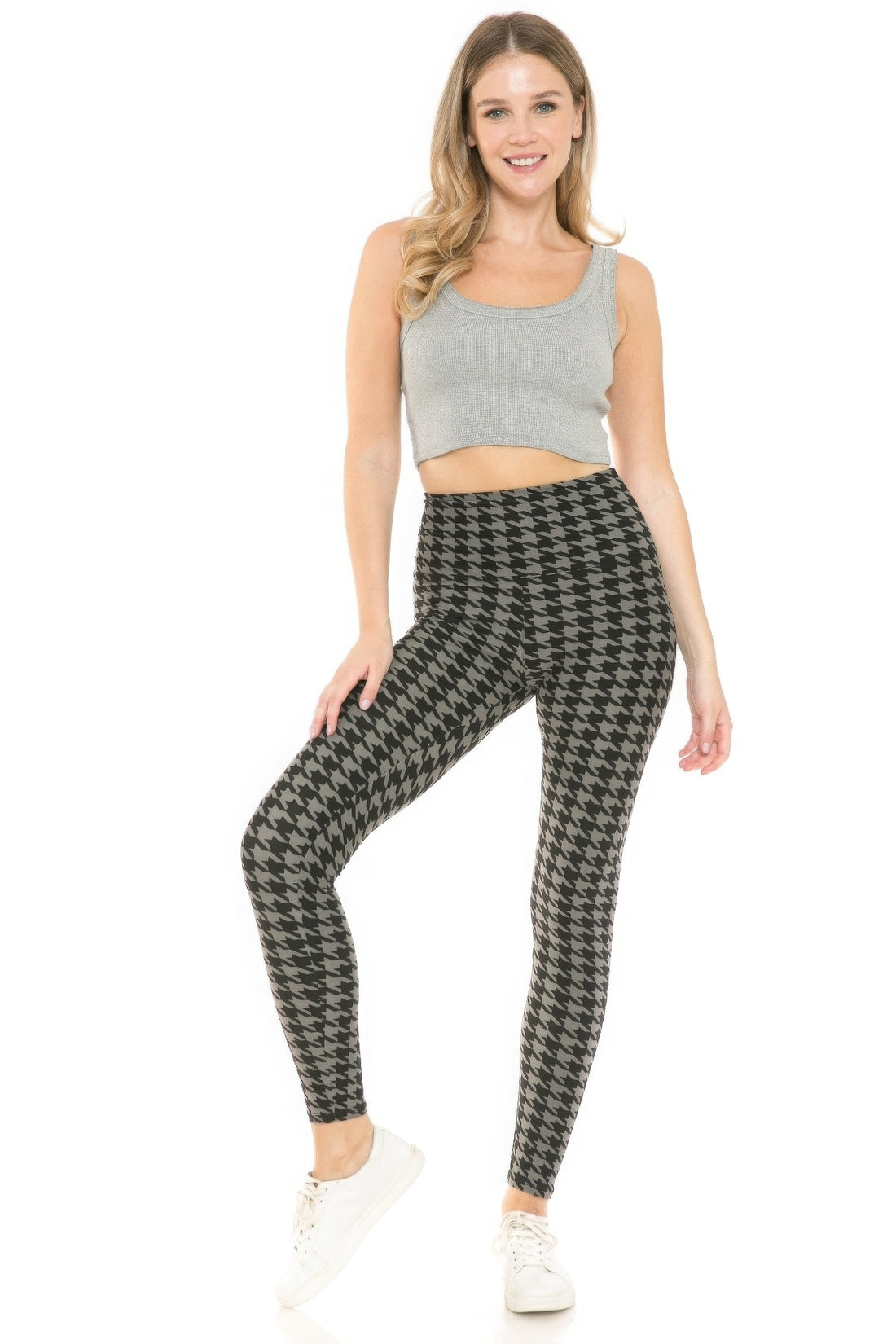 Houndstooth Print High Waist Leggings