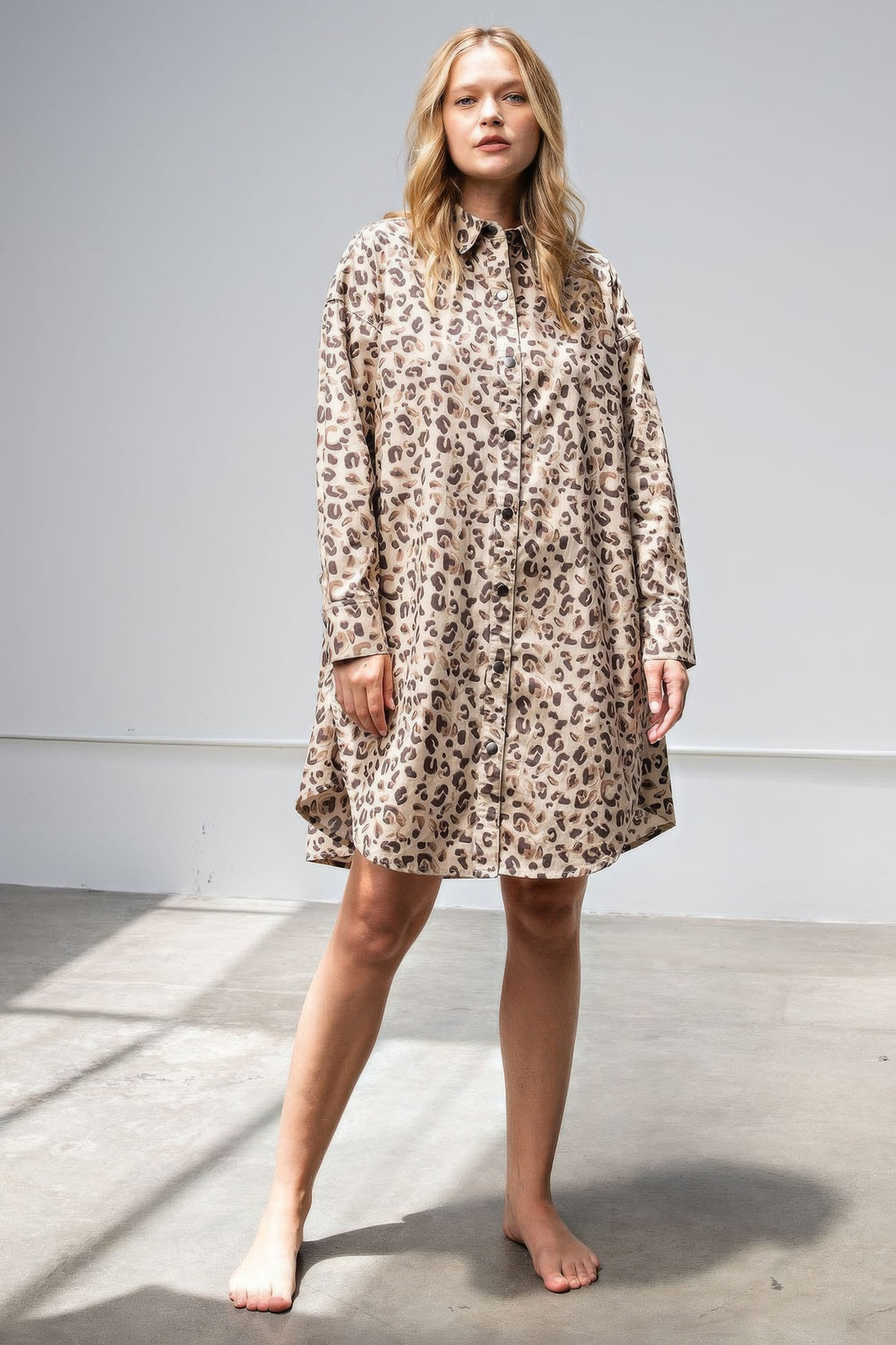 Leopard Print Shirt Dress