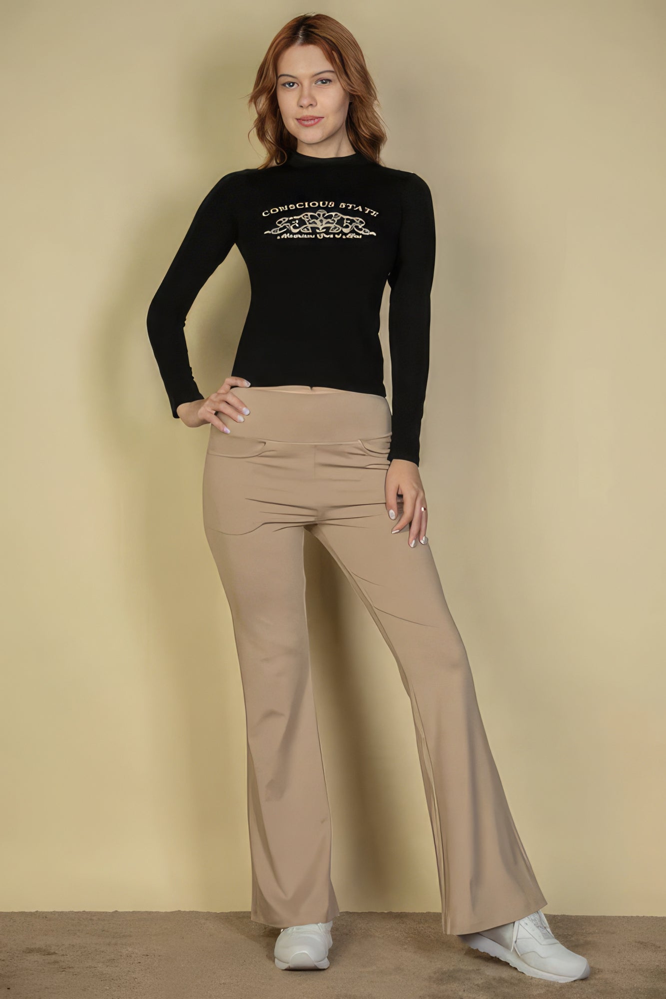 High Waist Front Pocket Flare Pants