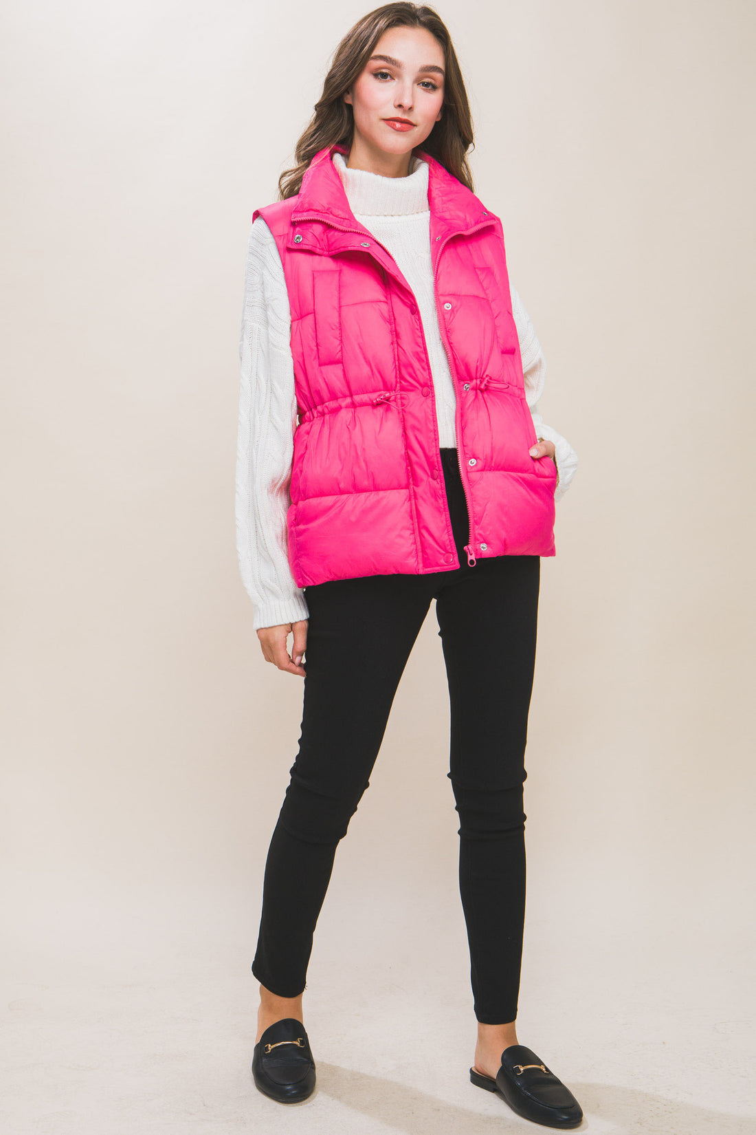 Puffer Vest With Waist Toggles