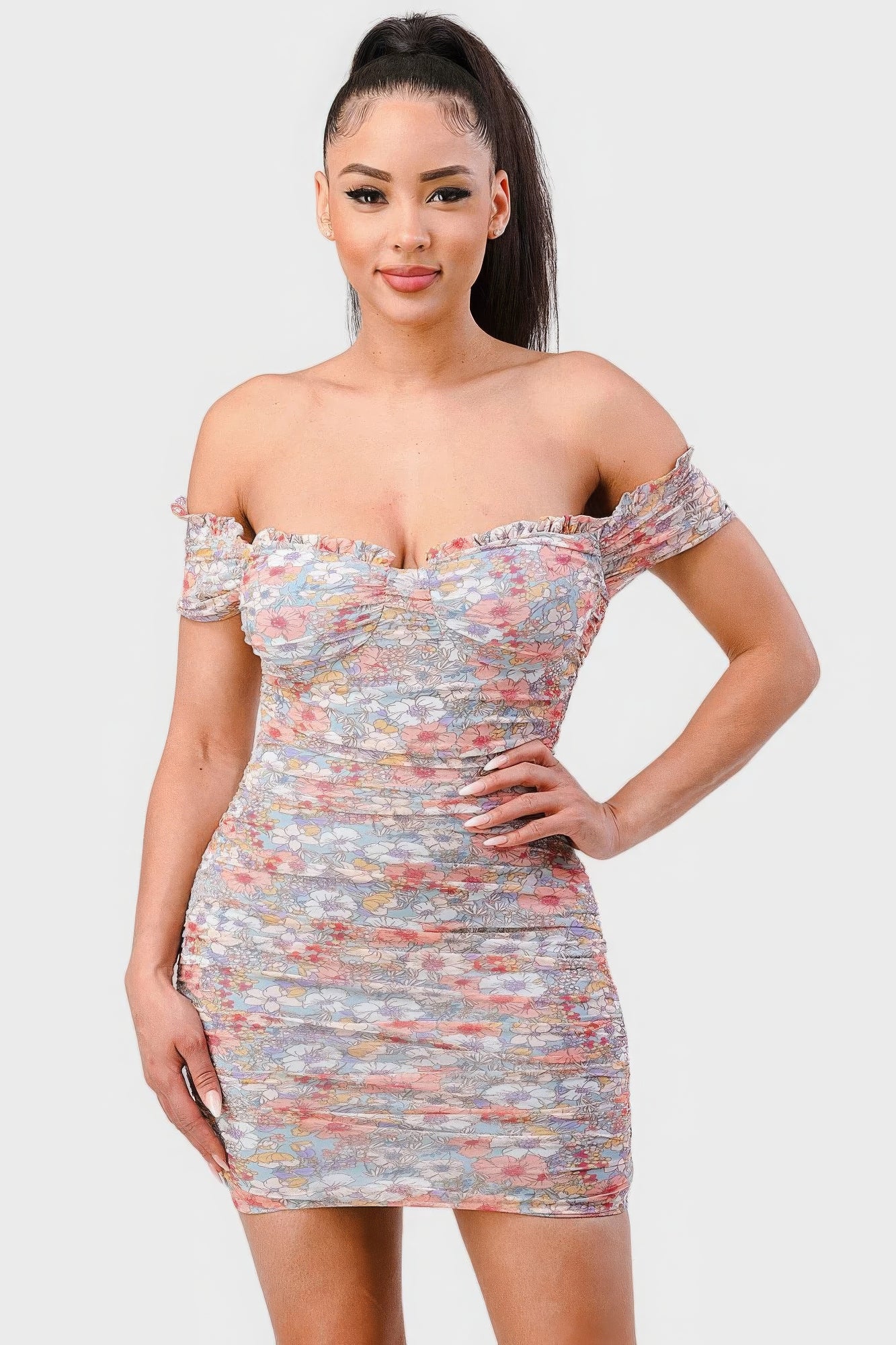 Floral Off Shoulder Mini Dress