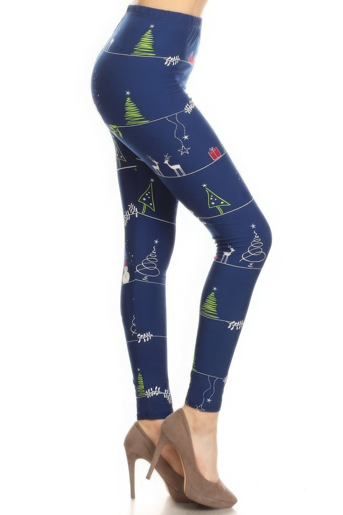 Christmas Cartoon Printed High Waist Leggings