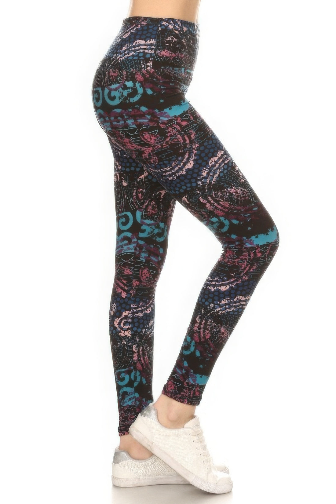 Mixed Pattern Print Yoga Leggings