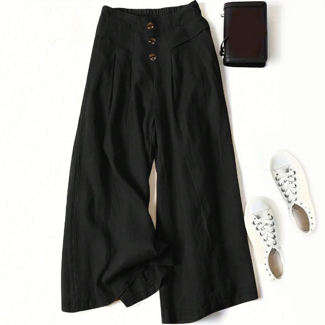 Pleated Buttoned Baggy Pants