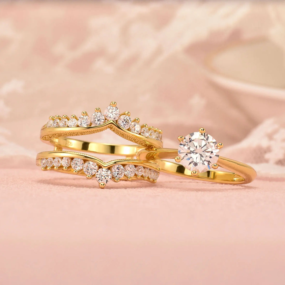 14k Yellow Gold Bridal Ring Set