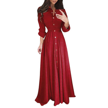 Long Sleeve Belted Shirt Dress