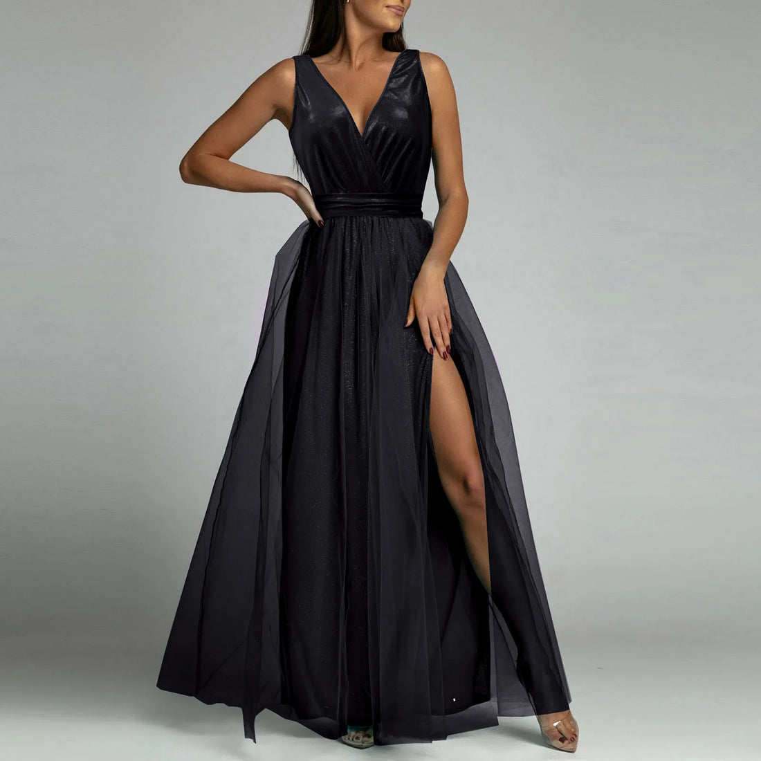 Sequin High Slit Formal Gown